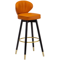 Nordic light luxury swivel bar chair home American backrest leather high stool solid wood Internet celebrity modern simple bar chair