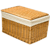 Rattan storage box woven basket wicker storage box clothing organizer box with lid log style sundry basket retro car mounted
