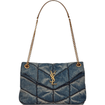 YSL Saint Laurent Womens PUFFER Small Denim Blue Handbag Crossbody Bag Chain Bag