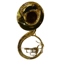 Jinbao JBSH-120 C-tuned vertical key sun horn musical instrument with attached tube convertible to Bb key professional large horn