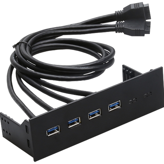 DIEWU USB3.0前置面板光驱位扩展卡4口HUB 双19PIN转四口usb3.0卡