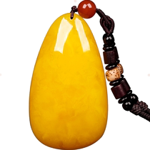 Ouchini natural beeswax pendant for men and women chicken fat yellow and red amber full of honey water drop necklace sweater chain pendant