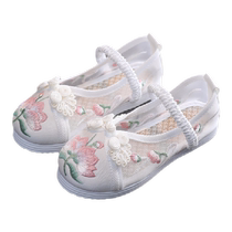 Girls embroidered shoes childrens canvas shoes Hanfu shoes Chinese style performance shoes breathable mesh shoes baby white shoes