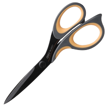 Deli scissors stainless steel large scissors coated pointed heads human-machine shape home multi-functional office tailors handmade adult scissors black tailors scissors large scissors special 6027