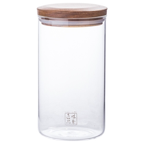 Acacia wood sealed jar food glass bottle with lid grains coffee bean storage sugar jar tea storage cylinder jar