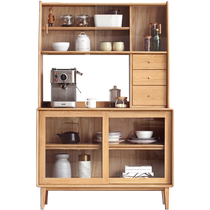 Genji Wood Language Solid Wood Sideboard High Cabinet Modern Kitchen Storage Cabinet Nordic Oak Cupboard Home Tea Cabinet