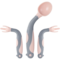 Kechao baby learning to eat training spoon baby food supplement elbow fork spoon one year old bendable childrens tableware set