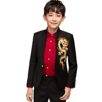 Boys dress suit embroidered dragon childrens suit flower girl dress host piano performance suit Chinese stand collar suit