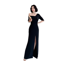 Black evening dress feminine light luxurious niche slimming high-end dress Hepburns birthday can be worn daily by adults
