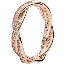 Chinese Valentines Day gift] Pandora Pandoras wheel of fortune ring rose gold pavé couple rings stacked