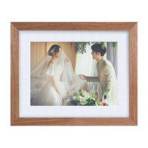 Log photo frame combination wedding photo wall enlargement wall hanging wedding photos washed and framed photo studio solid wood rinse customization