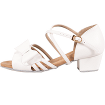 Gloria Childrens Latin Dance Shoes Cha Cha Flat Heel Bow Microfiber Leather Competition Training Dance Shoes B902