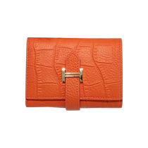 Upscale pure cow leather soft leather short wallet Girl 2023 new crocodile textured genuine leather folding money clip leather wallet