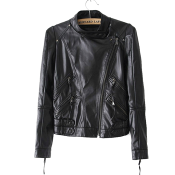Women's Leather Jacket 2025 Spring New Korean Style Short Slim Fit Spring and Autumn Stand Collar Biker Leather Jacket