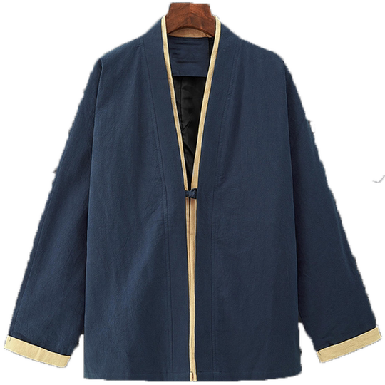 Autumn Chinese style men's tea clothes Chinese style improved Zen clothes Hanfu retro coat Taoist robe men's loose layman Tang suit