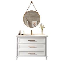 Oak American mid-century style bathroom cabinet ceramic integrated basin floor-standing washbasin cabinet combination bathroom washbasin