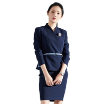 Stewardess style high-end professional suit womens dress short-sleeved beauty salon hotel front desk sales department work clothes suit