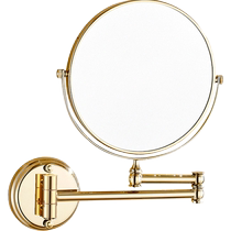 European mirror gold double-sided magnifying bathroom makeup mirror telescopic vanity mirror wall-mounted folding bathroom beauty mirror
