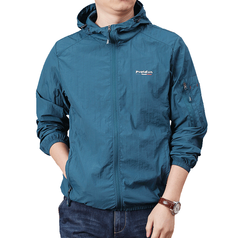 Men's sun protection clothes for summer outdoor hooded loose
