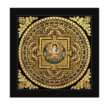 Tibetan village thangka hand-painted mandala yellow God of Wealth white Tara green Tara Sakyamuni Nepal black gold decorative hanging painting