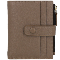 Genuine leather goatskin buckle wallet girls zipper coin bag small fresh multi-card slot mens card bag card holder coin purse