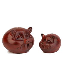 Household birthday gift small golden pig piggy bank ornaments solid wood creative pig piggy bank for children and adults