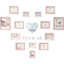 Heart-shaped photo wall decoration wall childrens photo album wall family photo wall photo frame wall hanging creative combination without punching