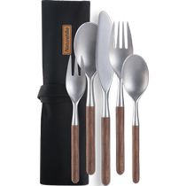 Naturehike moves to customers outdoor knives and forks wooden portable spoon picnic camping set stainless steel tableware supplies