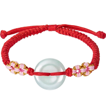 Lukfook Jewelry Peace Buckle Peach Blossom Knot Bracelet Bean Seed Jade Bracelet Gift Rope Price LFP001F