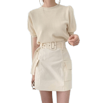 Super Fire Salt Department Fried Street Two Suits Career Spring Reduction Age Fashion Little Sub Ocean Gas Retro Port Wind White Knit