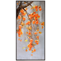 Everything goes well persimmon painting entrance hall decorative painting facing the door hand-painted oil painting light luxury high-end living room hanging painting