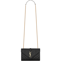 24 issues interest-free] YSL Yves Saint Laurent Womens ENVELOPE Small Black Grained Quilted Leather Handbag