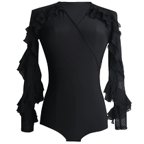 Danbaoluo Latin professional practice clothing Latin dance clothing 2024 new dance clothing black sexy ballroom dance shirt