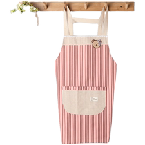 Lid Korean style fashionable cotton and linen double-layer waterproof apron watermelon red kitchen cute female fashion cooking and baking