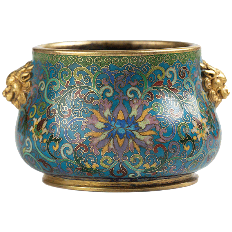 景泰藍 銅胎掐絲琺瑯彩牡丹紋香爐 香道具 骨董品 景泰藍 銅
