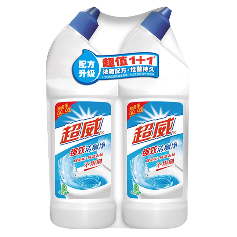 4瓶超威洁厕液厕净尿垢马桶清洁剂卫生间去黄厕所除臭家用洁厕灵