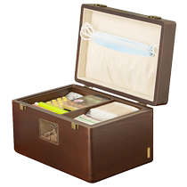 Medicine box household large capacity portable home first aid medicine box medical box small solid wood mask medicine storage box