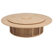 New Chinese style solid wood dining table and chairs B&B box electric round table multi-person dining table with turntable hotel furniture