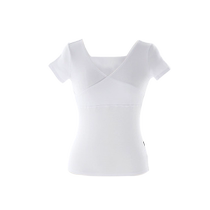Dance top practice clothing V-neck female adult childrens dance practice clothing cotton short-sleeved black Latin body dance clothing slim fit