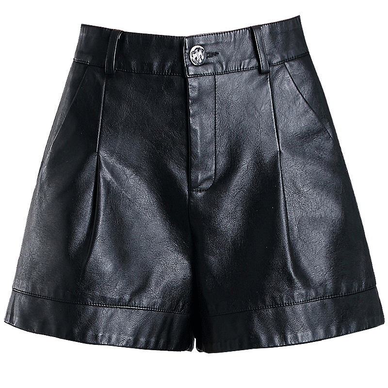 皮短裤女2025新款秋冬季大码外穿显瘦高腰宽松阔腿皮裤A字小个子