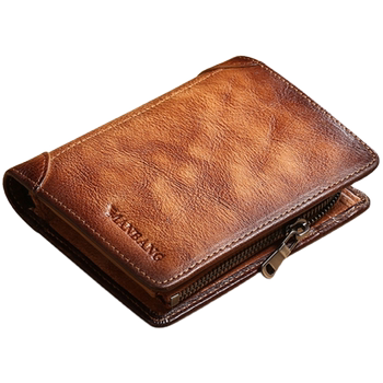 Manbon retro cowhide driver's license zipper men's wallet Manbon retro cowhide driver's license zipper men's wallet