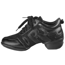 Carluge Dance Shoes Genuine Leather Female Style Spring Summer New Square Dance Shoes Adults Breathable soft bottom mesh Dancing Women Shoes