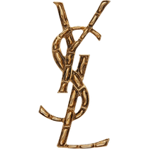 Chinese Valentines Day gift] YSL Yves Saint Laurent Womens OPYUM YSL gold brass crocodile brooch