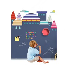 Green title UV cabin castle double-layer magnetic blackboard wall sticker creative spray painting childrens graffiti wall home blackboard wall erasable blackboard wall sticker dust-free writing color multi-purpose environmental protection