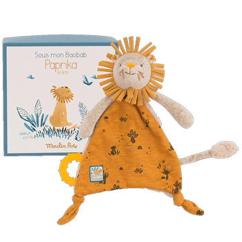 Moulinroty baby doll comforter with teether