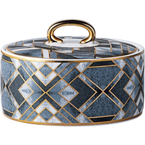 Candy sugar jar square sugar jar with clip creative sugar jar European ceramic coffee sugar box household sealed storage container