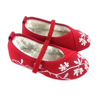 Girls Hanfu embroidered shoes plus velvet winter style macaron color Chinese old Beijing childrens cotton shoes costume performance shoes