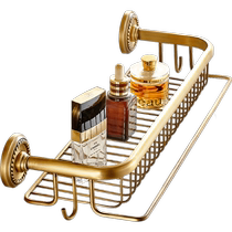 Antique bathroom towel rack multi-functional all-copper bathroom cosmetics rack wall-mounted punch-free storage rack