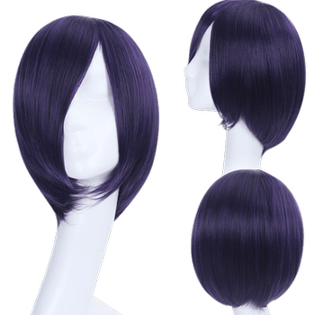 Cat Teacher Anime Cosplay High-Temperature Synthetic Hair Blue-Purple Mixed Color Cos Dong Xiang Wig Short Hair Rose Net