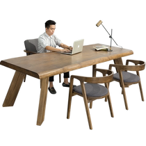Solid wood large desk home computer desk work desk writing desk large board table boss desk log desk long desk